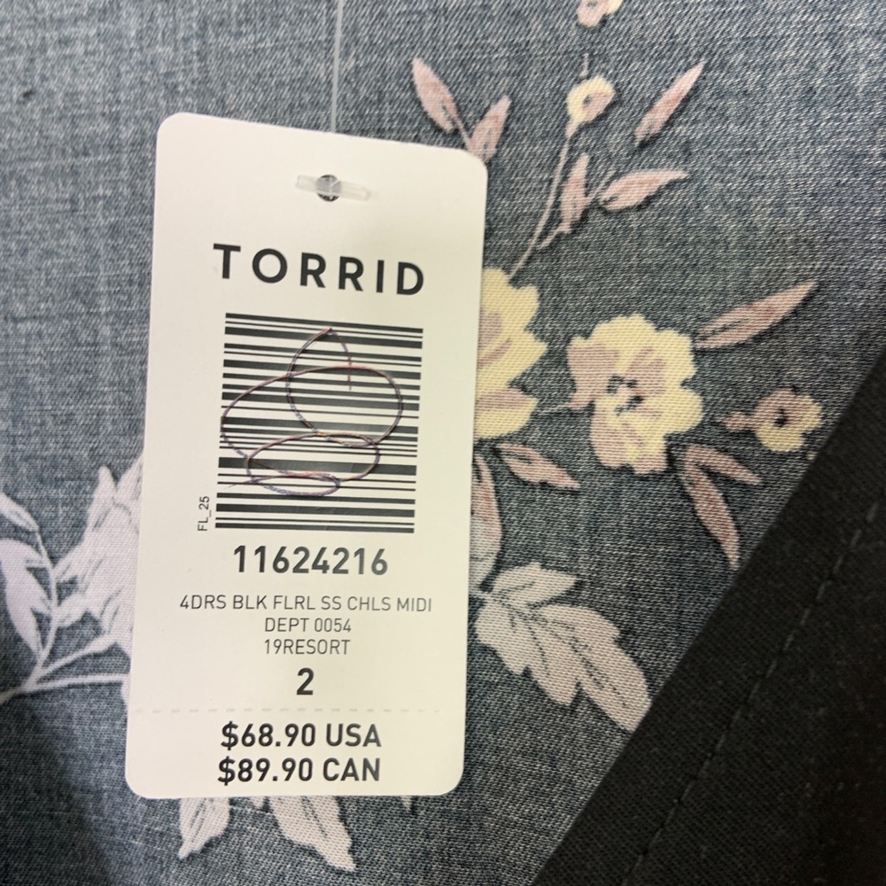 NWT Torrid Black Floral Flutter Midi Dress Size 2X - Picture 8 of 12